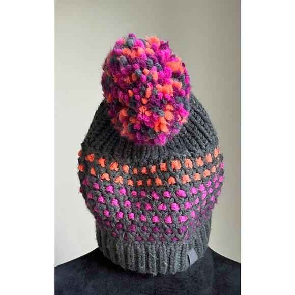 Arc\'teryx Fernie Toque Green Pink Crochet Knit Stocking Hat w/ Pom Pom Beanie main image 4